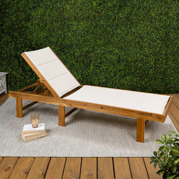 Lagunan 77.17"x26.38" Modern Minimalist Foldable Adjustable Wood Chaise Outdoor Lounge Chair